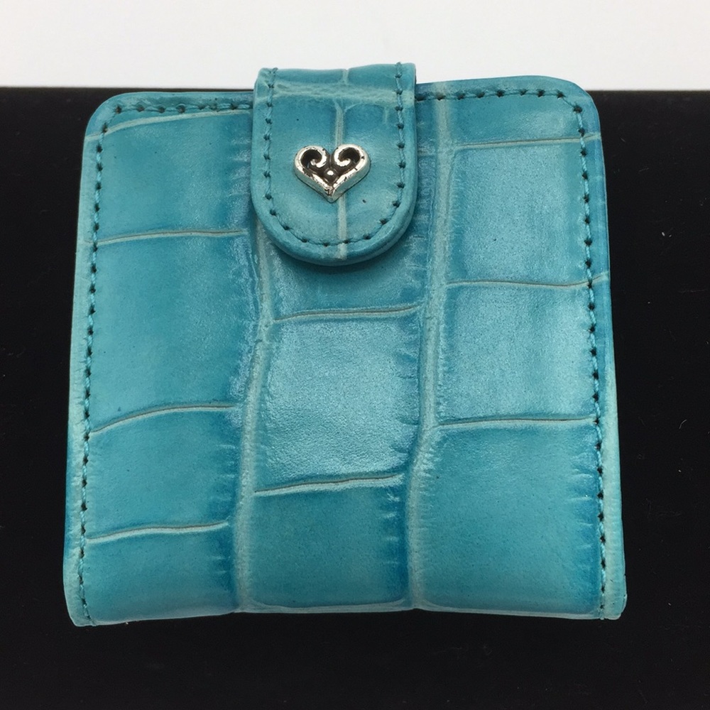 Brighton Turquoise  Italian Leather Compact Mirror